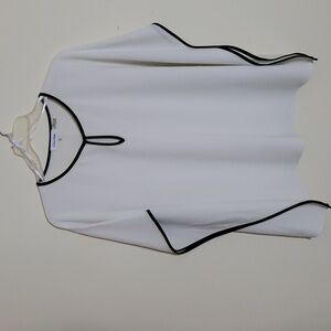 Calvin Kline Bone Trimmed with black Cape Blouse Size XL
